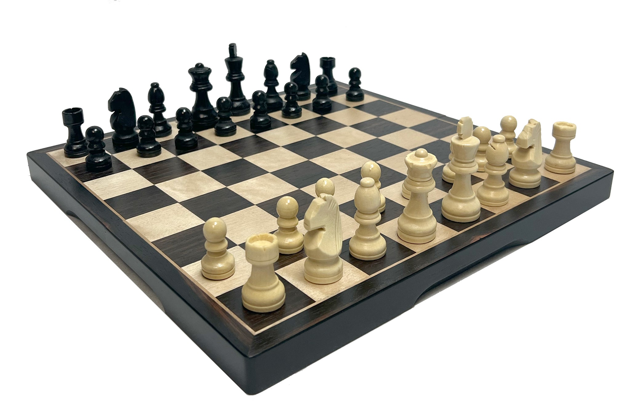 Chess Set - 15" Folding Wood Inlaid Chess Set, 3" King - 95937